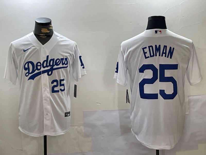 Men Los Angeles Dodgers #25 Edman White Game 2024 Nike MLB Jersey style 11203